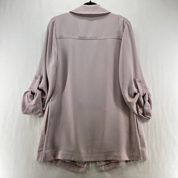 Babaton Blazer Womens Size S Open Front Drape Roll Tab Sleeve Gray/Pink - Picture 2 of 12